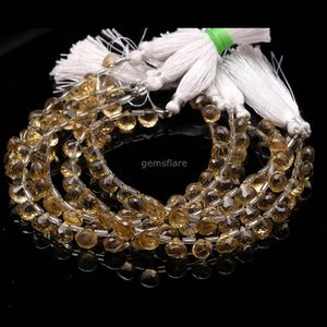 Cuentas de cuarzo limón natural facetadas en forma de cebolla, cuentas sueltas en forma de lágrima de 7-9 mm para la fabricación de joyería, venta al por mayor. - Product Image 3