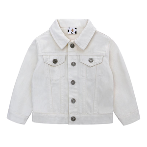 HIPPO KIDS Manteau en jean pour bébé, bleu et blanc, couleurs unies, veste en jean pour enfants - Product Image 1
