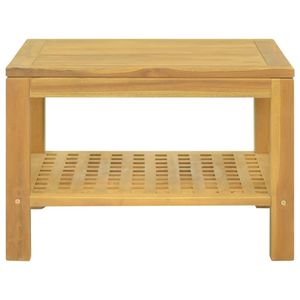 Mesa de Centro Moderna Pequeña Cuadrada de Madera de Teca Sólida, Estilo Contemporáneo Natural - Product Image 2