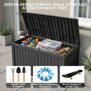 Boîte de rangement extérieure en résine verrouillable de 150 gallons, étanche et résistante aux intempéries, pour coussins de patio et outils de jardin - Product Image 6