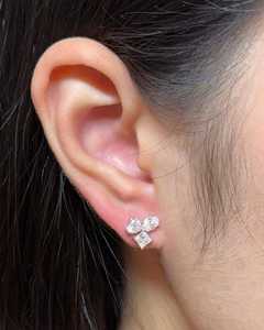 Boucles d'oreilles clous en or massif 10K 14K 18K avec grappe de diamants, coupes ovales, cœur et princesse, diamants de laboratoire sertis à griffes, bijoux fins minimalistes pour mariée - Product Image 5