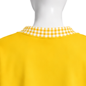 Mens Golden Yellow Loose Fit Crewneck Sweatshirt With <b>Checkered</b> Collar And Cuffs Long Sleeve Graphic Pullover Casual Fashion <b>Top</b> - Product Image 4