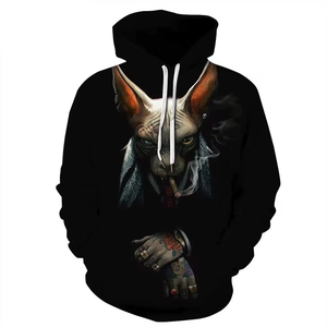 Sweat à capuche noir pour homme, imprimé 3D motif fumée, coupe classique, décontracté, en polaire, imperméable, respirant, coupe-vent, sérigraphié, hiver - Product Image 1
