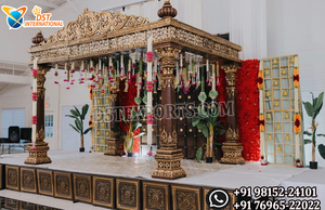 Auténtico Mandap de Boda del Sur de la India con Pilares Tallados, Mandap Manavarai para Eventos de Boda Tamil, Grand Kalyana Mandapam USA - Product Image 2