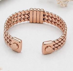 Pure Copper Multi-Strand Braided Rope and Vertical Bar Magnetic Cuff Bracelet Exquisite Design Promotional <b>Novelty</b> <b>Gift</b> - Product Image 2