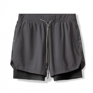 Shorts légers pour homme, double couche, taille élastique, spandex, polyester, respirants, séchage rapide, vêtements de sport pour adultes - Product Image 1