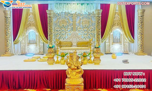 Bollywood – scène de mariage à Concept ouvert, incroyable réception de mariage, soirée, scène ouverte, meilleur thème doré, scène d'événements de mariage - Product Image 3