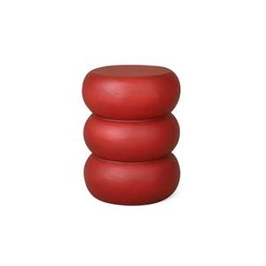 Mesa Auxiliar Redonda Moderna de Hierro Rojo, Diseño de Burbuja, Mesa Auxiliar Metálica, Taburete Decorativo Colorido Posmoderno para Sala de Estar y Dormitorio - Product Image 1