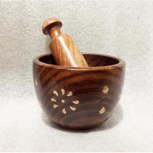 Mortier et pilon en bois massif faits à la main, écologiques et naturels, pour herbes et épices, broyeur manuel de cuisine, série 191 - Product Image 3