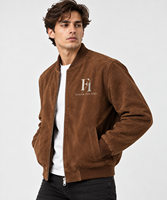 Veste en daim sur mesure pour homme, veste bomber en daim premium, fermeture éclair, col côtelé, veste en daim vintage pour homme, streetwear urbain
