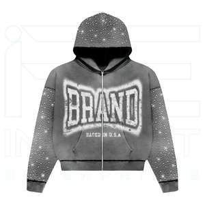 Ensemble survêtement homme gris délavé avec logo imprimé, sweat à capuche et pantalon de jogging zippé, style streetwear, coupe droite longueur pleine - Product Image 4
