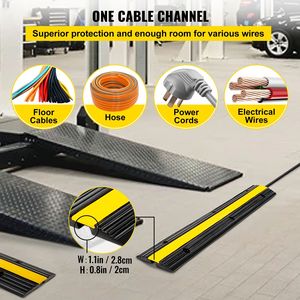Set di 4 Rampe Protettive in Gomma per Cavi, Capacità di Carico 1000 kg, Copricavo a 1 Canale, Dissuasore di Velocità per Vialetti - Product Image 1