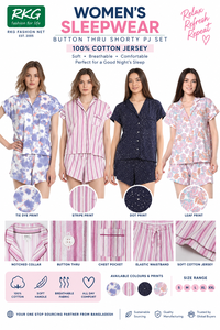 Women's Classic Elastic Waist Floral Animal Print 100% Cotton Jersey Short Sleeve Soft <b>Pyjamas</b> Comfortable Sleepwear - Product Image 3