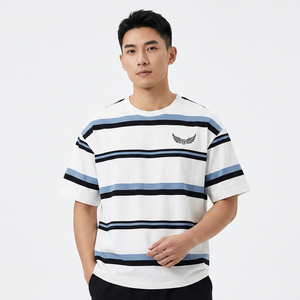 T-shirt à manches courtes pour homme, coton oversize, décontracté, col rond, logo brodé sur le devant - Product Image 6