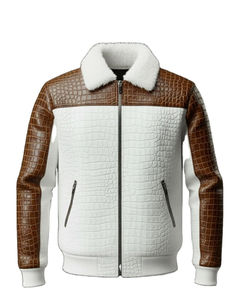 Chaqueta de Cuero con Estampado de Cocodrilo de Lujo para Hombre, Estilo Motero, Chaqueta de Invierno, Venta al Por Mayor, Personalizada, ODM, OEM - Product Image 1