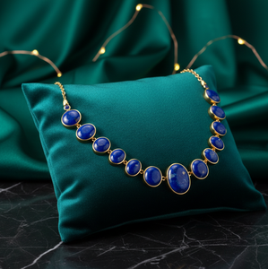 Collier Statement Bleu Multi-Pierres, Collier Chunky Designer en Zircon Cubique, Argent 925 Plaqué Or 18K, Bijoux de Fête et de Mariage - Product Image 3