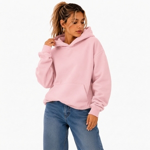 เสื้อฮู้ดโอเวอร์ไซส์ผู้หญิง สีชมพูล้วน แขนยาว ผ้าฝ้ายฟลีซ เสื้อกันหนาว ระบายอากาศได้ดี เป็นมิตรกับสิ่งแวดล้อม - Product Image 4