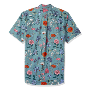Chemise à manches courtes pour homme, imprimé floral, col boutonné, décontractée, été, 100% coton popeline tissé respirant - Product Image 3