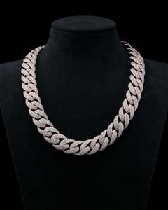 925 Silver 22k Gold Plated Moissanite Cuban Link <b>Chain</b> Necklace <b>Iced</b> <b>Out</b> Round Brilliant Cut Claw Set Luxury Hip Hop Jewelry - Product Image 1