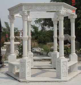 Gazebo en marbre blanc pour villa, jardin, hôtel - Pierre sculptée à la main, durable et écologique par Hayat Industries - Product Image 1