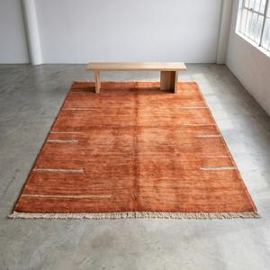 Terracotta Colour Modern Classic Hand Knotted Wool Flat Pile Area Rug Floral Luxury Carpet Fringe - Product Image 1