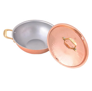 Hand Hammered Copper Kadahi With Brass Handles Vintage Cookware <b>Pot</b> For Kitchenware Stovetop <b>Cooking</b> Durable Kadahi - Product Image 6