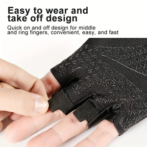 Gants de sport en cuir ultra-respirants à demi-doigts, adhérence maximale, paume antidérapante pour le cyclisme, la gym et les activités de plein air (unisexe) - Product Image 3