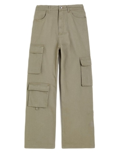 Pantalones Cargo Largos de Sarga para Mujer, Tallas Grandes, de Algodón Transpirable de Alta Calidad, Ropa Exterior Informal Personalizable - Product Image 4