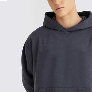 Ensemble de survêtement à capuche pour homme 100 % coton, couleur unie, coupe ample, pantalon de jogging décontracté, manches longues - Product Image 3