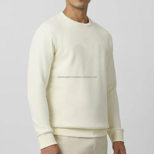 Custom Produire 350g sweat-shirt lavage à l'acide hommes américain col rond avec peluche surdimensionné couleur unie haut à épaules amples - Product Image 5