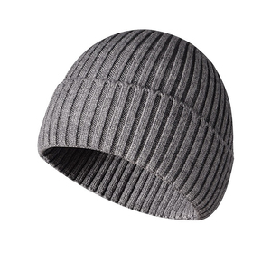 Bonnet en tricot violet clair, couleur unie, style décontracté, chaud et extensible pour l'hiver, bonnets de chimiothérapie à revers - Product Image 3