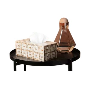 Caja de pañuelos rectangular de alta gama con incrustaciones de nácar y madera hecha a mano para decoración del hogar - Product Image 2