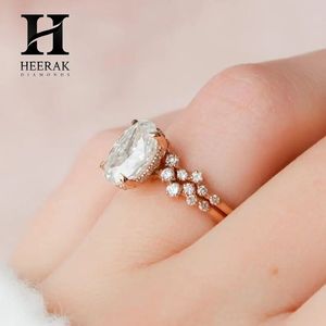 Anillo de Compromiso con Diamante de Corte Oval Personalizado, Oro Rosa de 14K, Banda de Burbujas Escalonada, Solitario Ovalado, Joyería Fina para Boda - Product Image 4
