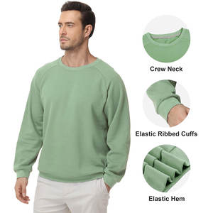 Sweat-shirt Raglan Homme de Qualité Supérieure Vert Sauge en Coton – Pull Col Rond Imprimé DTG – Mode Grossiste Haute Qualité pour 2026 - Product Image 5