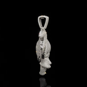 Iced African Tribal <b>Face</b> Diamond Pendant Palm <b>Tree</b> Design White Gold Luxury Hip Hop Statement Pave Diamond 925 Party Men's - Product Image 2