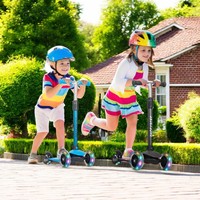 Nouvelle trottinette à 3 roues pour enfants avec roues lumineuses LED, hauteur réglable, pour garçons et filles