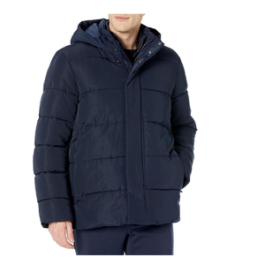 Blouson matelassé imperméable de qualité supérieure avec fermeture éclair, personnalisable, chaud pour l'hiver, style urbain, unisexe, col montant, à capuche - Product Image 1