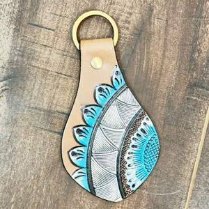 Porte-clés personnalisé en cuir usiné à la main Porte-clés en cuir véritable peint de style occidental Porte-clés en cuir de vachette de haute qualité - Product Image 4