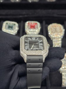 Reloj de Acero Inoxidable Totalmente Cubierto de Diamantes Moissanite VVS, Correa de 16 mm, Estilo Hip Hop Moderno Vintage, Movimiento Automático - Product Image 4