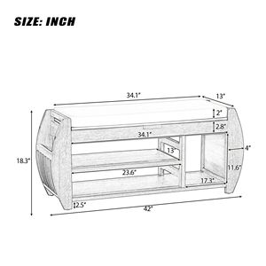 Panca Multifunzionale Retrò con Cuscino e Pannello Laterale Curvo, Scarpiera per Ingresso e Soggiorno - Product Image 4