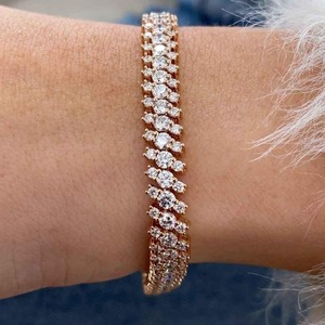 Womens Iced Moissanite Cuban Link Bracelet 925 Sterling Silver Rhodium Plated VVS Diamond Look Luxury Wedding <b>Gift</b> Jewelry - Product Image 1