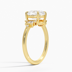 Anillo de Regalo Nupcial Elegante con Diamantes de Moissanita en Forma de Cojín con Engaste de Cuatro Puntas y Borde de Plata Pura con Formas Mixtas - Product Image 6