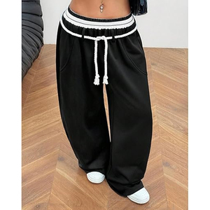 Pantalon de survêtement décontracté pour homme, nouvelle mode, coupe ample, à trois bandes latérales, jambe large, taille élastique avec cordon de serrage, patchwork coloré - Product Image 4