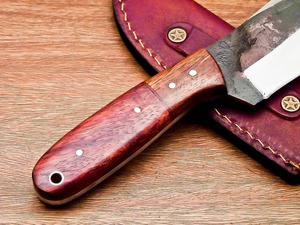 Hand Forged Carbon Steel Hunting Knife with Rosewood Handle <b>Fire</b> Finish Fixed Blade Skinner Knife Wholesale Bulk Order - Product Image 5