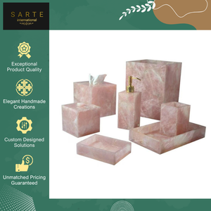 Excellent Quality Luxury Eco-Friendly Rose Quartz Natural Stone <b>Bathroom</b> <b>Accessories</b> <b>Set</b> Available with Customized Size - Product Image 6