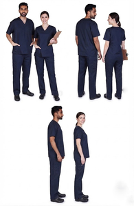 Unisex 2-Piece Doctors Nurses <b>Scrub</b> <b>Set</b> Medical <b>Scrub</b> <b>Set</b> for Nurses Hospital Uniform V-Neck 2 Pockets Shirt Jogger Pants Unisex - Product Image 3