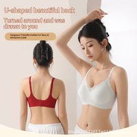 Soutien-gorge push-up en soie de mûrier tricoté uni, sans armatures, avec soutien massant, sans coutures, pour femme