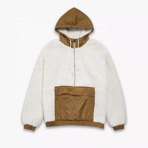 Logo personnalisé Hip Hop mode Street Wear 2022 nouveau design polaire polaire bloc de couleurs pulls demi-fermeture éclair polaire à capuche hommes - Product Image 1