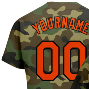 Maillot de baseball camouflage orange et noir pour homme, boutonné, uniforme d'équipe, respirant, léger, vêtements de sport pour tournoi - Product Image 4