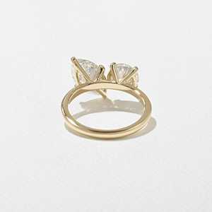 Toi Et Moi Marquise Round Lab Grown Engagement <b>Rings</b> 14K Solid Gold Prong Set Modern Unique Wedding <b>Statement</b> Band Factory Price - Product Image 3